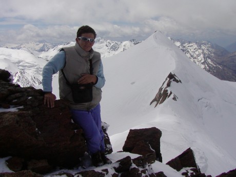 Jana na Zuffal Spitz, v pozadí Mt. Cevedale